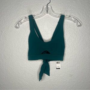 NWT EBW Tilde Size XS Solid Deep Green Keyhole Scoop Bikini Swim Top Cross Back